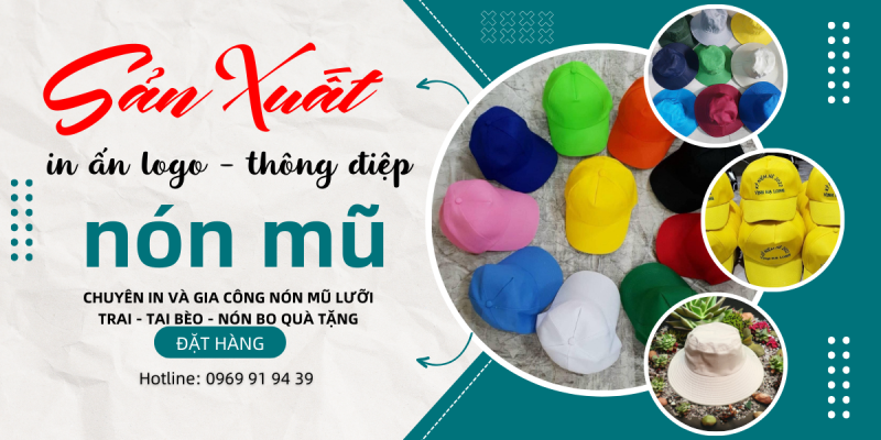 Sản xuất nón lưỡi trai in logo giá cạnh tranh phục vụ khách hàng TP Hồ Chí Minh, Vũng Tàu, Bình Thuận, Phan Thiết, Khánh Hòa, QUy Nhơn, Đà Nẵng, Quảng Nam, Quảng Ngãi, Phú yên, Huế